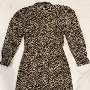 Joe's The Brody Animal Print Pleated Sleeve Dress Snap Buttons Size M